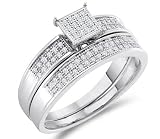 Diamond Engagement Ring & Wedding Band White Gold Bridal Set (1/5 ctw)