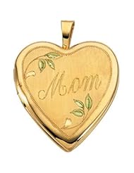 14K Yellow Gold Heart Mom Locket with Color