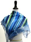 Dolce & Gabbana - Dolce & Gabbana 100% Silk Blue Striped Chiffon Scarf