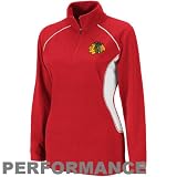 Chicago Blackhawks Women's Red Charged Up 1/4-Zip Fleece Jacket