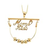 14K Yellow Gold Moms Kids Pendant with Chain Charm Holder