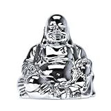 Moneybank Happy Buddha, ceramic chrome