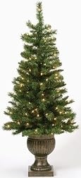 4' Pre-Lit Aspen Potted Christmas Topiary Tree with Clear Lights