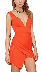 Sexy V-neck Sweetheart Polyester General Print Asymmetric Pleated Backless Bodycon Dress 