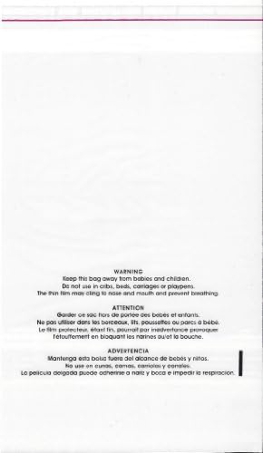 Resealable Suffocation Warning Poly Bags, 1.5 Mil, Clear, 100 Count, Self-Seal (16" X 20")