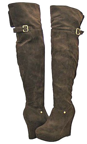 Bamboo Ceasar-02 Brown Faux Wedge Boots