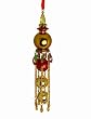 Asian Fusion Gold & Red Beaded & Sequin Ball Tassel Christmas Ornament 9.25"