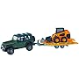 Bruder Jeep Wrangler Unlimited with car carrying trailer a CAT Skid Steer Loader