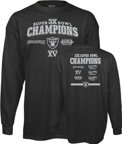 Buy Oakland Raiders -Black- 3X Super Bowl Champions Commemorative Long Sleeve T-Shirt