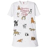 She Who Sleeps with Dogs Sleep Shirt - White