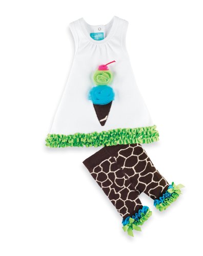 Mud Pie Wild Child Giraffe Tunic And Capri, Brown/White, 12-18 Months
