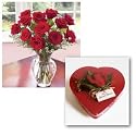 Valentine's Day Red Roses Combination Valentine Roses plus Chocolates in Heart-Shaped Box - Order by 3:00am 2/13/2009 and select Expedited Shipping for delivery by Valentine's Day