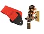 String Swing Wood Guitar Wall Hanger, OAK with Bonus Guitar Strap, RED
