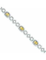 Genuine .925 Sterling Silver Diamond & Citrine Bracelet 11.6 Grams . 100% Satisfaction Guaranteed.