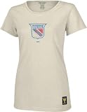 New York Rangers -Putty- Junior's Distressed Vintage Logo Garment Washed Baby Doll Tee