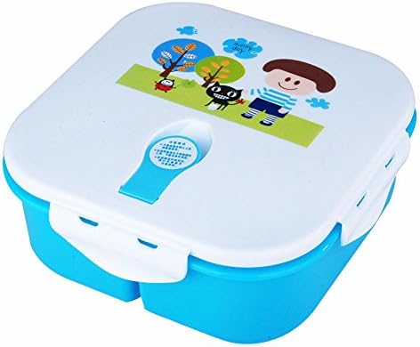 Portables Meal Prep Container; Portion Control; Leakproof Reusable Food Container; Bento Lunch Box Children's 3-compartment Bento Leak-proof Lovely Microwaveable Lunch Box Food Container Blue