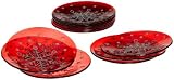 DII Red Glass with White Snowflakes Serving Plate, 6-Inch Diameter, Same Design, Set of 12