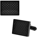 Inox Jewelry 316L Stainless Steel Black Plated Carbon Fiber Cufflinks