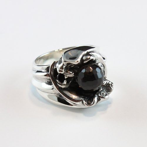 Panthers Grip Garnet Sterling Silver Ring (Size 10)
