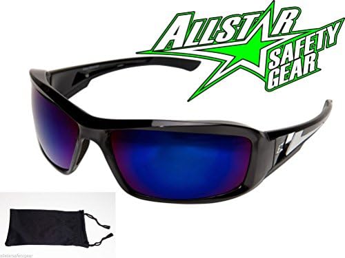 Lunarland Edge Eyewear Brazeau Blue Mirror Lens Safety Glasses Xb118 Tactical With Pouch