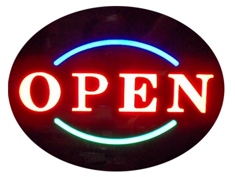 Round Multi Color LED Light up OPEN Sign - Raised Letters