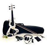 Full Size 4/4 Electric Violin Set with Case and Accessories - White