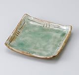 緑彩貫入4.0角皿 5個組 【美濃焼 和皿】