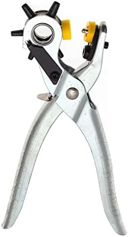 KunXun Multi-function Portable Puncher Heavy Duty Revolving Leather Belt Hole Punch Plier for DIY Hand Made,8 inch 6 Sized,2.0 - 4.5 mm