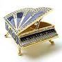 Blue Grand Piano Box Swarovski Crystals 24K Gold Jewelry, Trinket or Pill Box FREE SHIP! Certificate of Authenticity