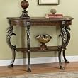 Masterpiece Floral Hand Painted Demilune Console Table By Powell