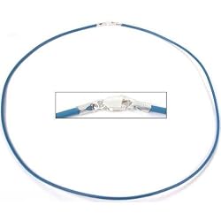 Leather Cord Necklace Light Blue 18"