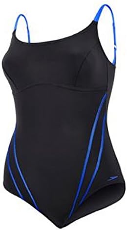 SPEEDO Sculpture Clearglow One Piece Ladies Swimsuit, Black/Blue, 44in