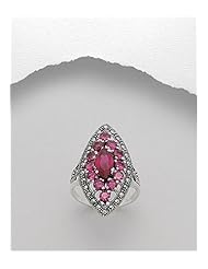 Violet Red (Ruby) CZ Ring In 92.5 Sterling Silver