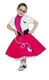 Hip Hop 50s Shop 7 Piece Child Poodle Skirt Outfit, Size 8 Shocking Pink