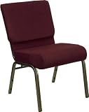 21'' Extra Wide Burgundy HERCULES&trade; Church Chair with 4'' Thick Seat - Goldvein Frame [FD-CH0221-4-GV-3169-GG]