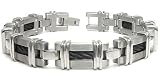 Men's Grey Titanium Black Twisted Cable Link Bracelet (Length 7