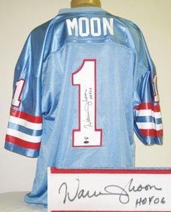 Warren Moon Signed Houston Oilers Custom Jersey - HOF