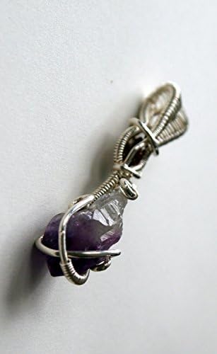 Garnet (Faceted) Gemstone and Amethyst Quartz Crystal Unique Wire Wrapped Necklace - Sterling Silver - Wire Wrap Jewelry - Crystal Pendant
