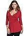 Meaneor Womens V Neck Comfy Loose Fit 3/4 sleeve Tunic Top Peplum Top (L-4XL)