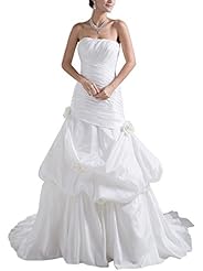 Strapless  Beaded Lace Crystal Ruched Organza/Taffeta Halter  Ball Gown Evening Dress/Prom Dress  with a Court Train 