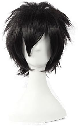 AWEN Anime Cosplay Wig Boy Man Party Costume Short Straight Hair (Black)