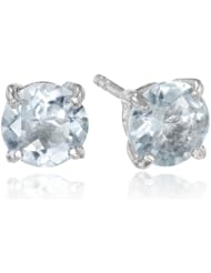 Sterling Silver 6mm Round Blue Topaz Earrings