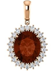 10K Rose Gold 12.00x10.00mm Oval Cut Mozambique Garnet and Diamond Pendant -- LIFETIME WARRANTY