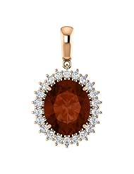 18K Rose Gold 12.00x10.00mm Oval Cut Mozambique Garnet and Diamond Pendant -- LIFETIME WARRANTY