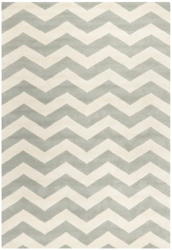 Safavieh CHT715E Chatham Collection Wool Area Rug, 5-Feet by 8-Feet, Grey/Ivory On Sale