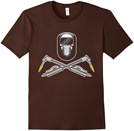 Men's Welding Skull Mask And Torches Shirt Funny Welding T Shirts Medium Brown