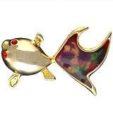 Gold Tone Red Tail Fish Animal Pin