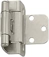 Amerock BP7565G10 Self-Closing Partial Wrap Inset Hinge, Satin Nickel, 3/8-Inch