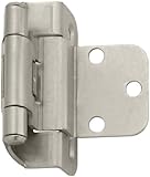 Amerock BP7565G10 Self-Closing Partial Wrap Inset Hinge, Satin Nickel, 3/8-Inch