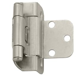 Amerock Self-Closing Partial Wrap 3 8-Inch Inset Hinge, Satin Nickel #BP7565-G10 by Amerock